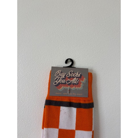 New BuySocksYouAll Checkerboard Men's Socks – Orange/White – NWT - Picture 3 of 4